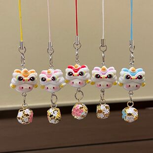 国潮醒狮铃铛钥匙扣卡通少女包包挂件手机绳新年情侣闺蜜挂饰礼物