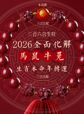 2026马年本命年红色朱砂手串女本命佛手链三合六生肖转运珠送礼物