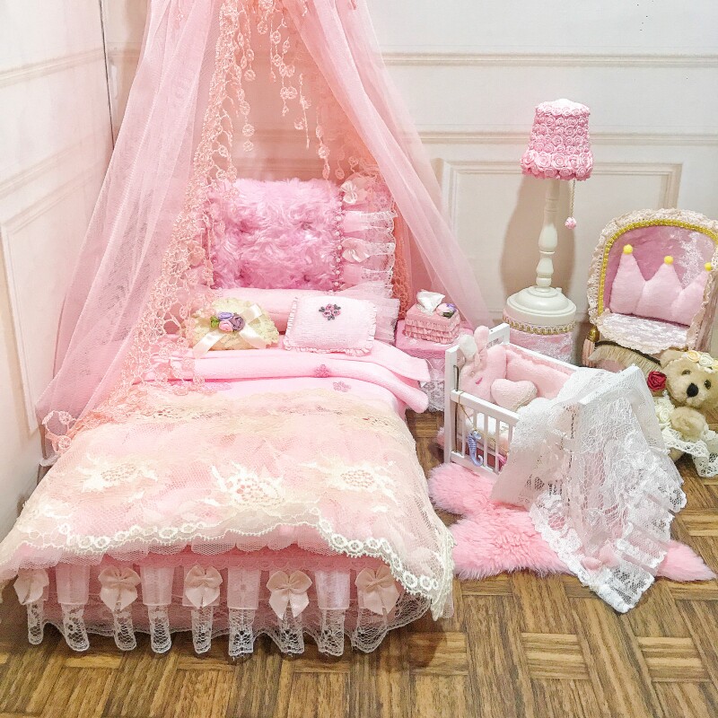 bjd6分娃床定制欧法式复古小布sd芭比抱枕ob棉花娃玩具blythe床品