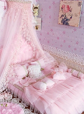 bjd娃娃4分娃床公主床16件套8/6/3分sd床品20/30cm60厘米娃屋家具