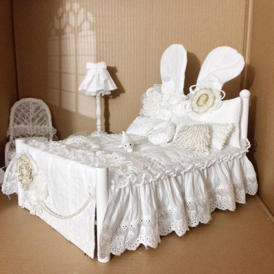 taobao agent Xiaobu Doll bed Blythe bedding 7 -piece set of OB24/27 cotton doll scene 6 points BJD baby house furniture