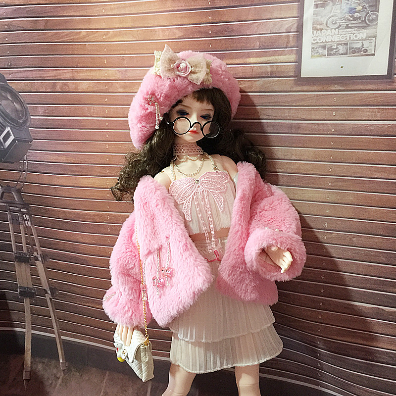 bjd毛皮のコートの双子の上着の冬のアメリカの人形sdの4分40センチメートルのゆったりしたdd人形の4分の子供の服