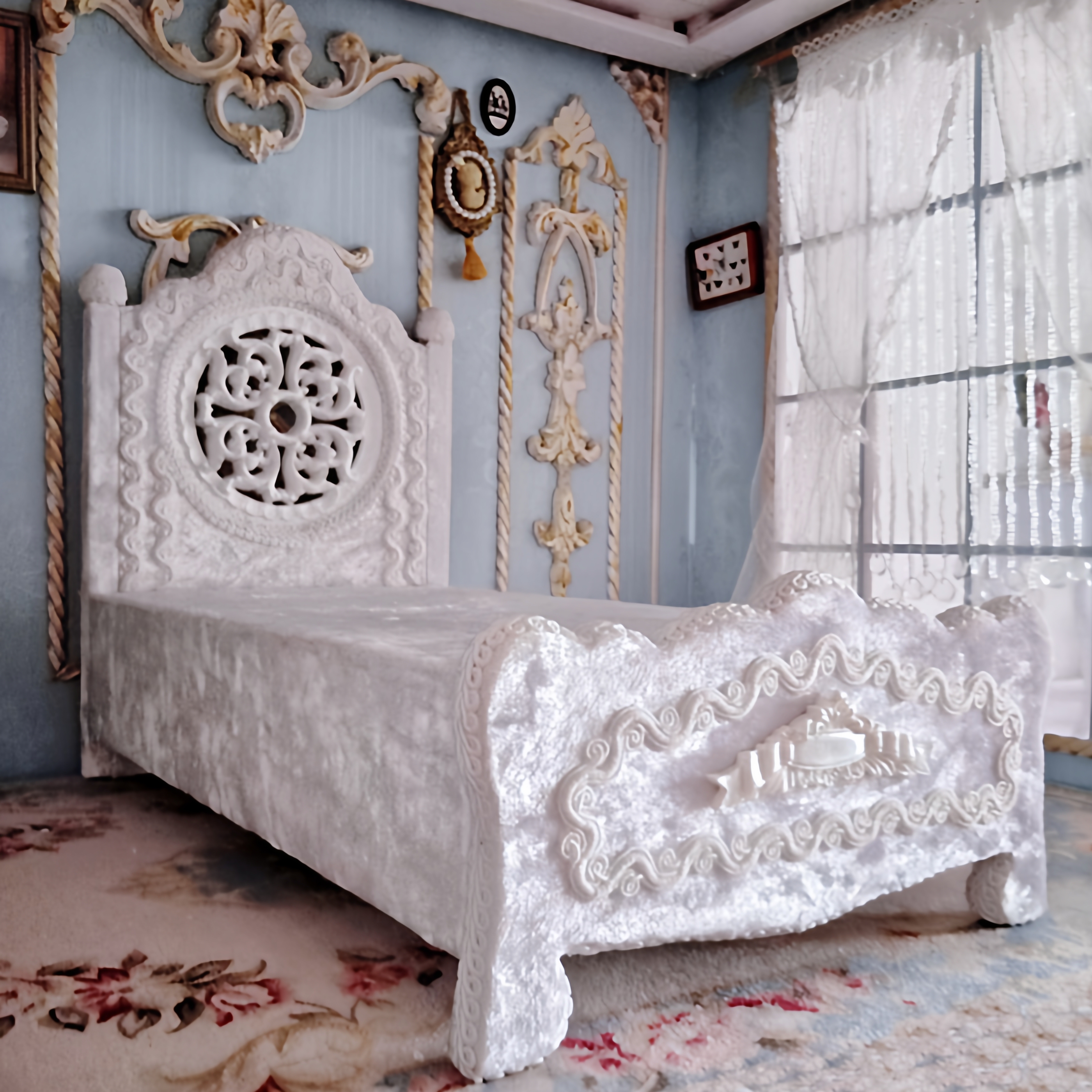 bjd床六分娃床ob24巴比blythe娃屋家具微缩场景30厘米小布6分娃床