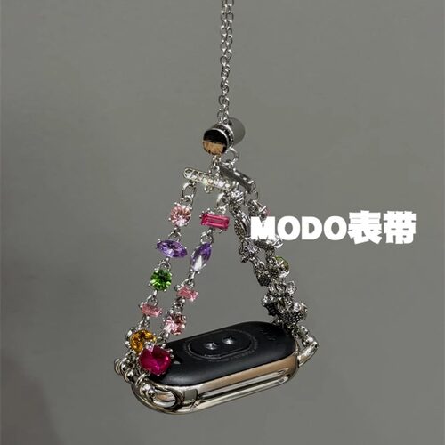 MODO表带适用小米手环10pro表带五彩水钻苹果iwatchS11可调节华为