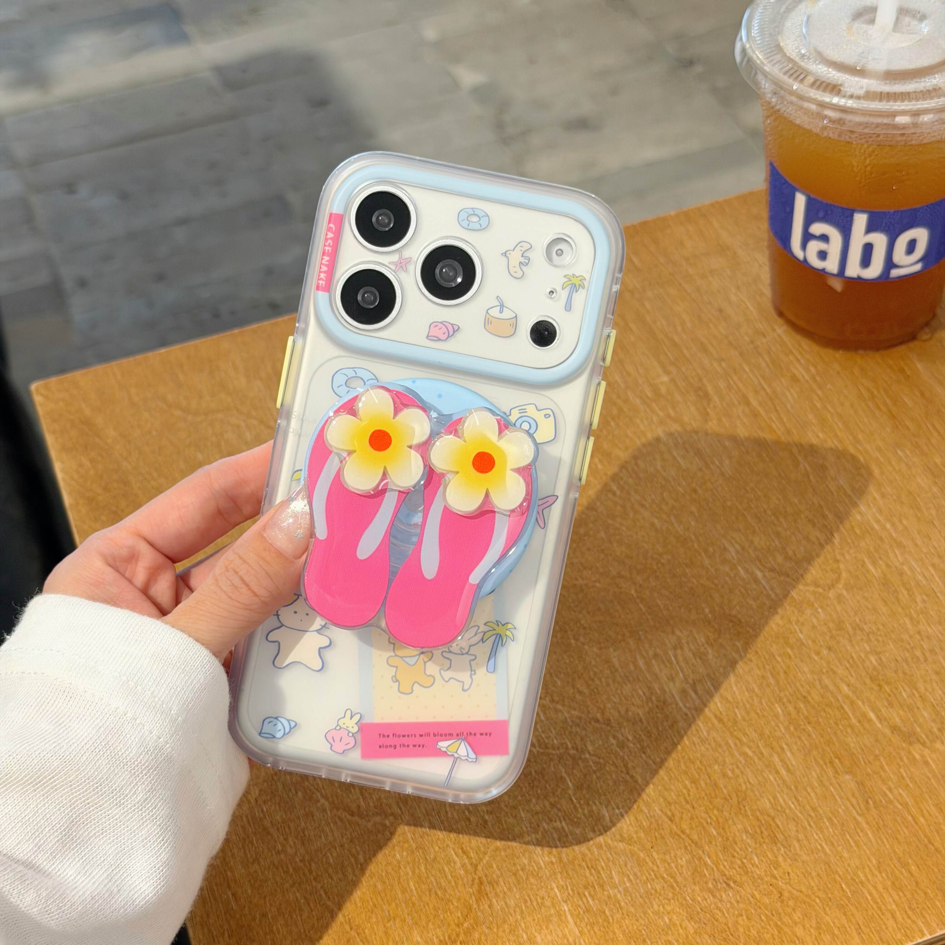 ins日韩风苹果iPhone17promax手机壳磁吸支架16promax卡通15/16/17可爱花朵人字拖17pro保护套15pro/16pro