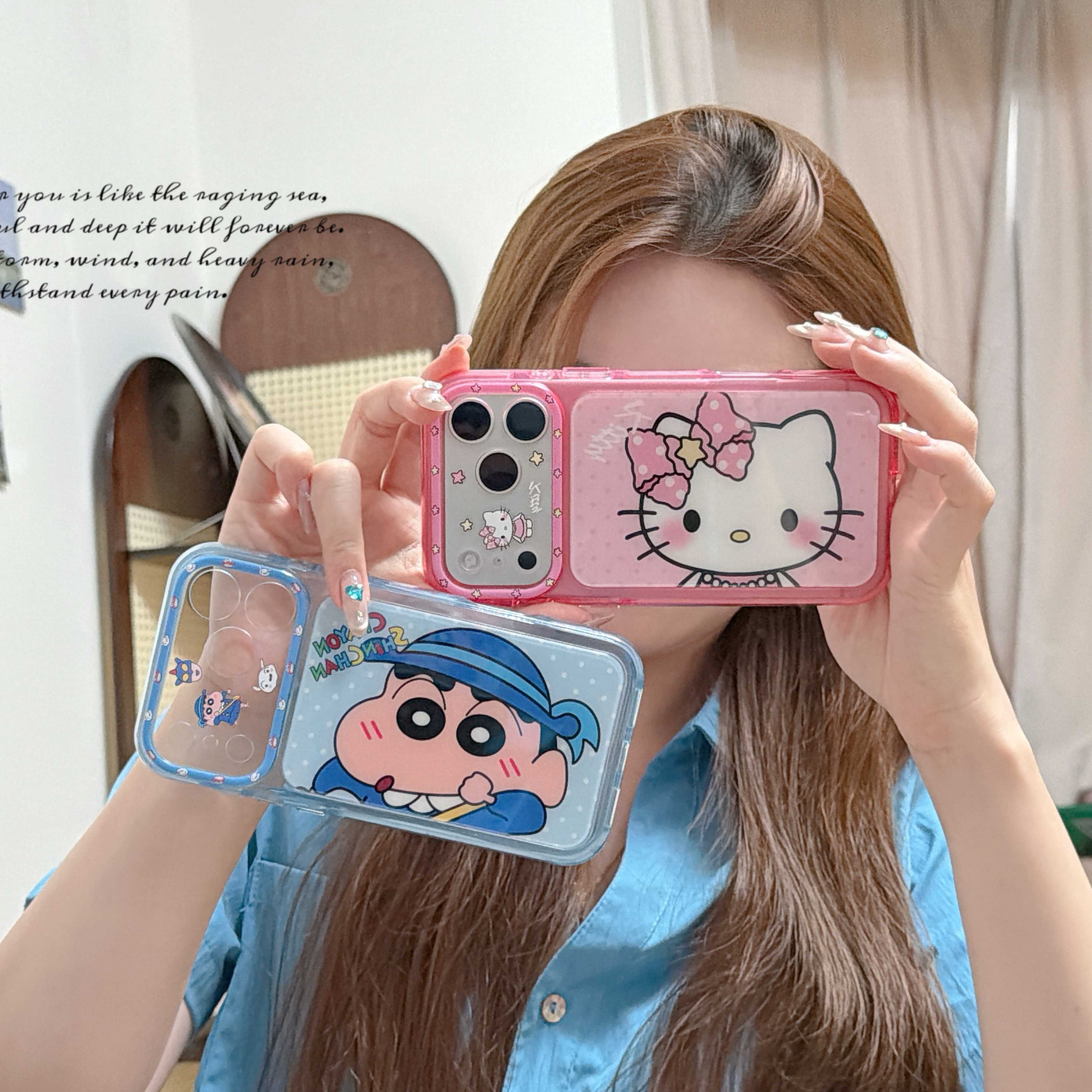 适用于iPhone17/16可爱卡通15/16/17蜡笔小新Hello Kitty16promax手机壳17pro/16pro少女风17promax