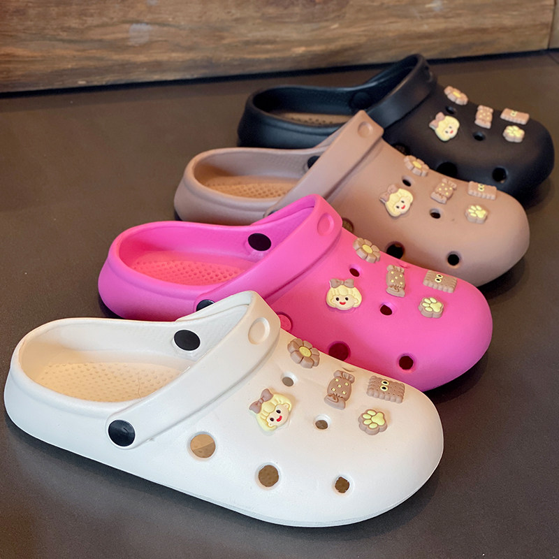 凉拖鞋情侣踩屎感包头新款防滑厚底沙滩洞洞鞋女卡通夏季外穿2024