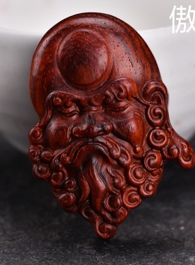 小叶紫檀红木雕刻佛像达摩护身符