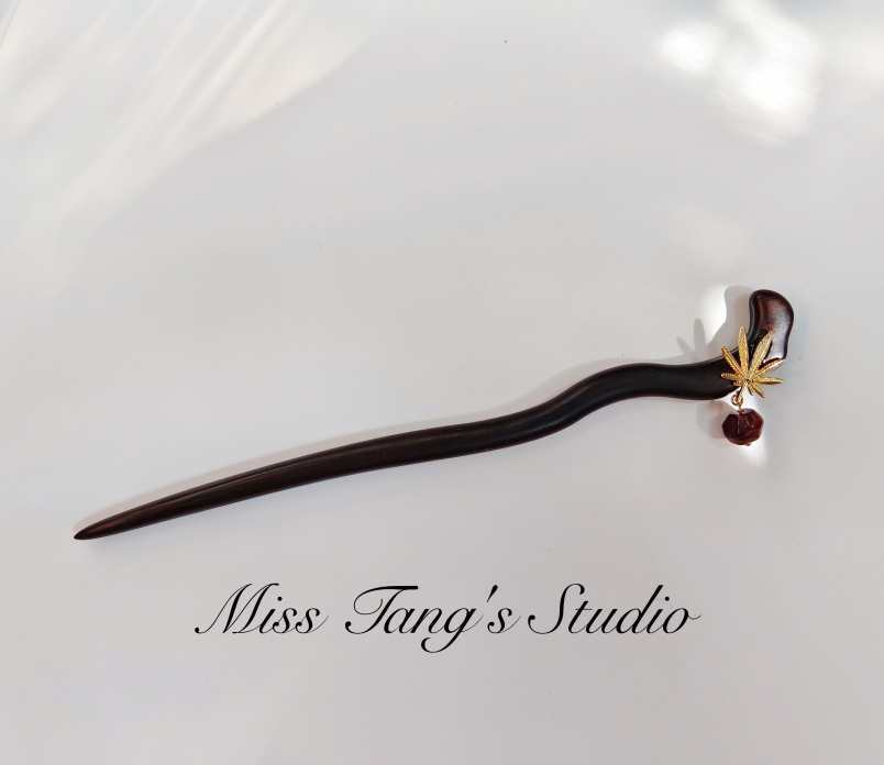 秋冬原创新款现代简约发簪美拉德风格檀木发饰配饰百搭旗袍新中式