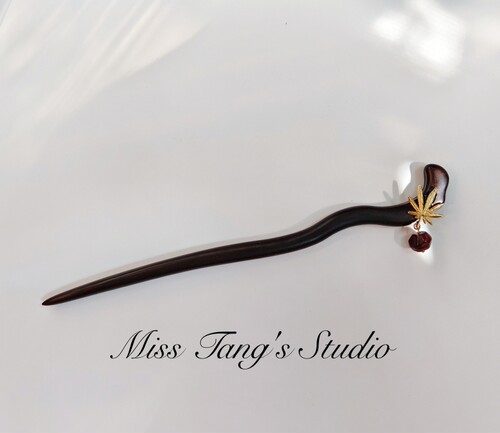 秋冬原创新款现代简约发簪美拉德风格檀木发饰配饰百搭旗袍新中式
