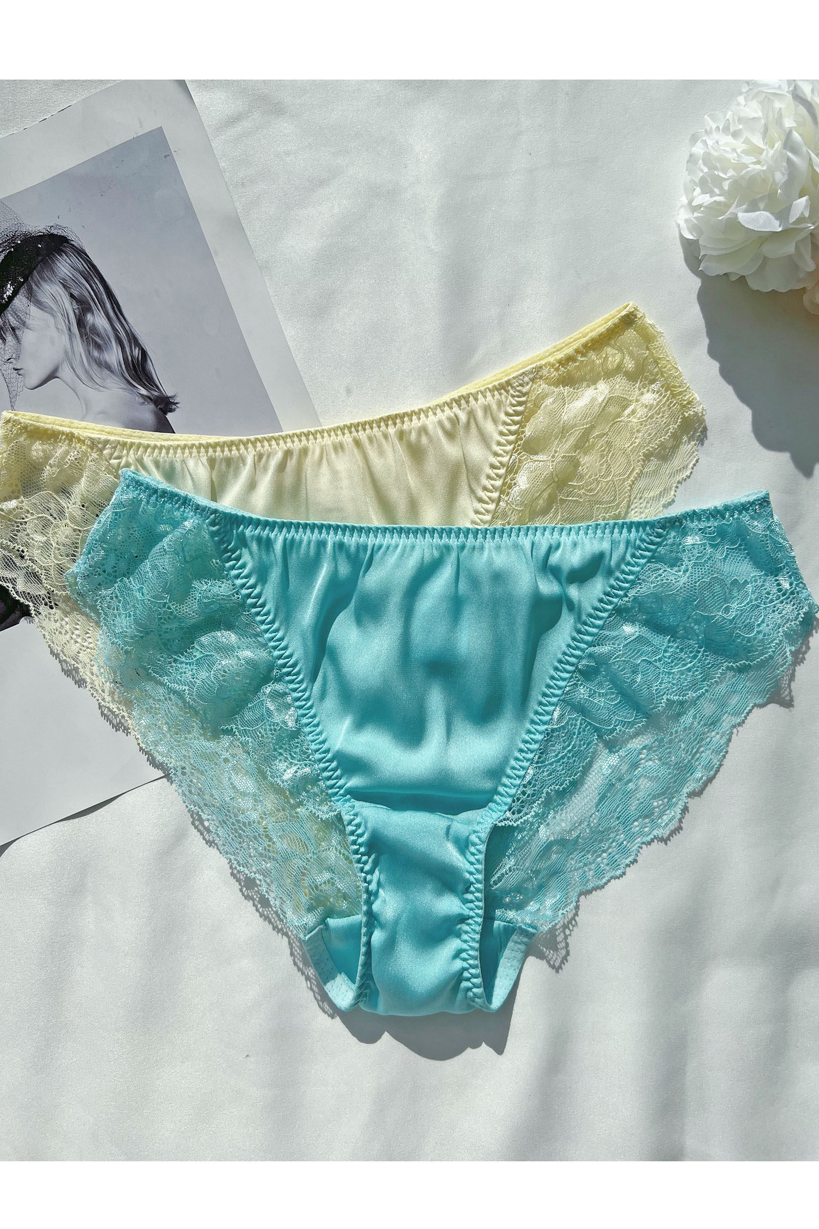 高级感精致蕾丝性感真丝蚕丝女三角内裤底裤甜美翘臀名媛纯欲风