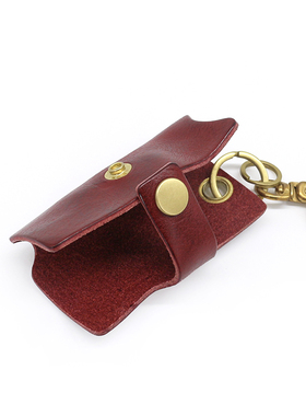 真皮植鞣头层牛皮男腰挂钥匙包女复古水染古铜五金搭扣汽车钥匙扣