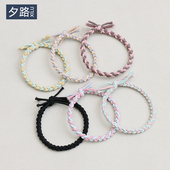网红韩版 头绳小清新编织发绳皮筋简约基础高弹力发圈手绳甜美发饰