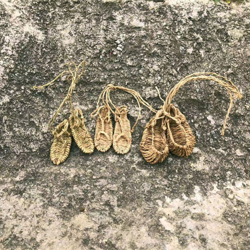 迷你草编小草鞋微缩袖珍工艺品红军草鞋迷你草鞋人字鞋剪刀鞋凉鞋