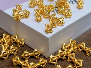 S925古法纯银鎏金金刚杵隔珠背云diy弟子珠编绳配件材料提溜饰品