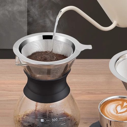 304不锈钢滤网滤杯漏斗手冲咖啡壶家用咖啡分享壶玻璃咖啡器具