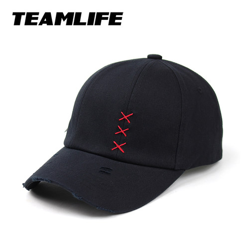 韩国棒球帽Teamlife破洞鸭舌帽