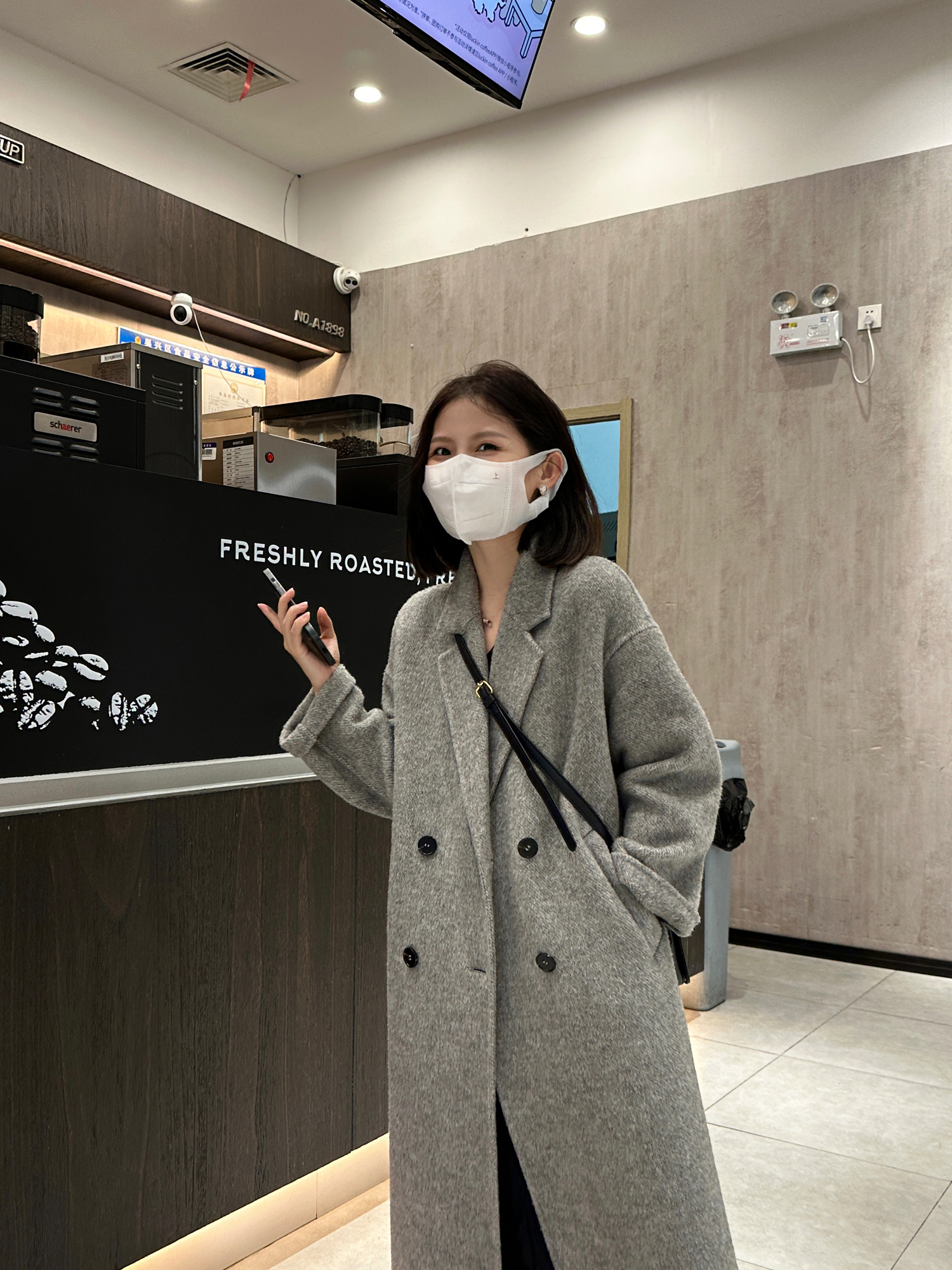 双面羊毛呢大衣中灰色