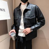店主风秋冬男士翻领皮衣潮流帅气皮夹克夹克外套男PY21-P125，男装皮衣，电商A370