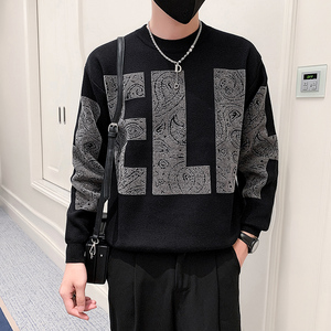 MY210-P65-控98 店主社会小伙冬季潮牌宽松圆领套头加厚毛衣男图片