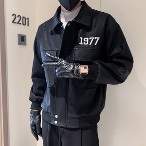 PY20-P115-控158 秋季新款休闲个性潮牌机车服皮衣男夹克外套图片
