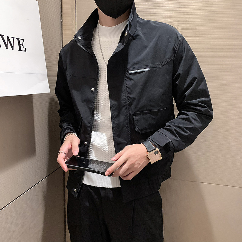 JK25-P88-控118秋季新款社会小伙立领夹克外套男  黑 2图片