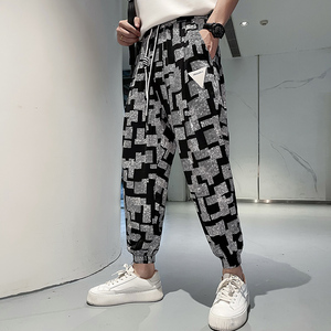 抖音夏季薄款冰丝哈伦裤青春流行哈伦裤九分裤男X616P55-控75图片