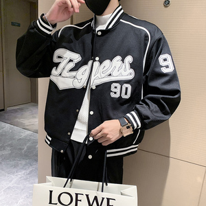 JK26-P98-控138社会小伙棒球服机车服夹克外套男 黑图片