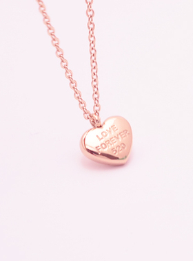 love小桃心项链14k玫瑰金短链颈链女生彩金项链送女友礼物