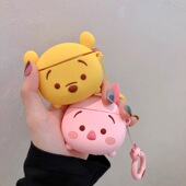 日韩卡通维尼熊皮杰猪AirPodspro保护套适用苹果1 2代无线蓝牙耳机壳pro2硅胶软壳airpods3代情侣女5代防摔盒