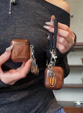 复古晕染棕色咖啡豆airpods4保护套适用airpods pro2耳机壳二代苹果Pro3蓝牙壳子三代防摔盒创意个性五代小众