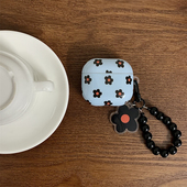 ins风泫雅花朵适用AirPods4保护套小清新蓝色二代苹果无线蓝牙耳机壳AirPodsPro3防摔盒三代Pro2文艺女五代壳