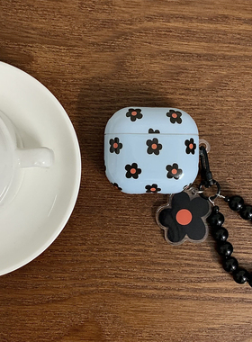 ins风泫雅花朵适用AirPods4保护套小清新蓝色二代苹果无线蓝牙耳机壳AirPodsPro3防摔盒三代Pro2文艺女五代壳
