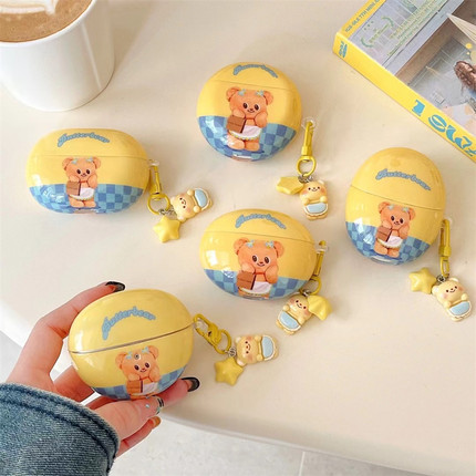 Pro4日韩卡通可爱黄油小熊4e保护套freebudsPro3耳机壳适用华为7i蓝牙防摔盒se2/se3软壳女free clip2萌5i/6i