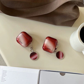 渐变透色酒红AirPodsPro3耳机套适用苹果1 5代 2代无线蓝牙保护壳晕染AirPods4软壳创意高级感Pro二代防摔个性