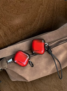 高级渐变晕染黑红色AirPodsPro3耳机套ins风4代保护壳适用苹果AirPods2无线蓝牙套Pro/二代防摔软壳5代手绳潮