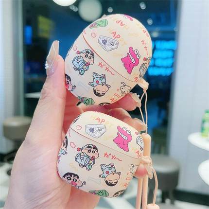 卡通可爱蜡笔小新适用7i华为freeclip2保护套freebudsPro3pro4/5蓝牙耳机壳se2硅胶se4软壳7i5i6i防摔盒5代4e
