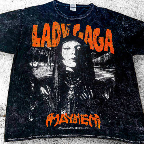 Lady Gaga 2025全球巡演 90S美式复古小领口重磅水洗做旧 短袖T恤