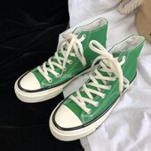 圆头休息男鞋 2026新款 男学院风透气系带百搭板鞋 草绿色高帮帆布鞋