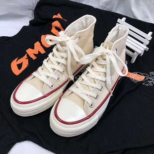 款 学生板鞋 亚麻色高帮帆布鞋 2026春新款 男 男复古百搭透气男鞋 经典