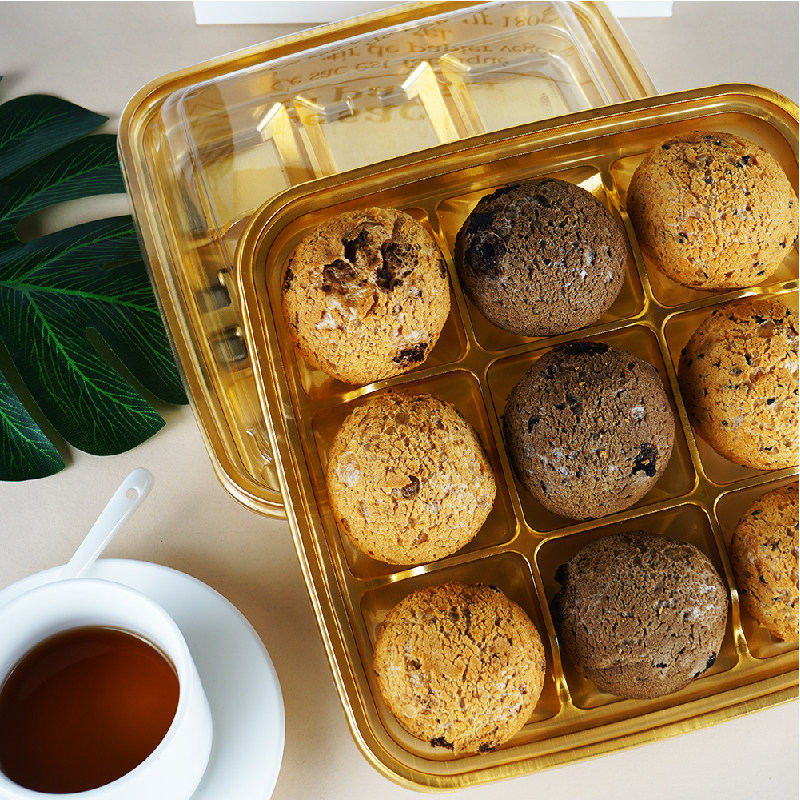 网红金色九宫格流心月饼盒糕点水牛乳蛋糕麻薯蛋黄酥泡芙包装盒子