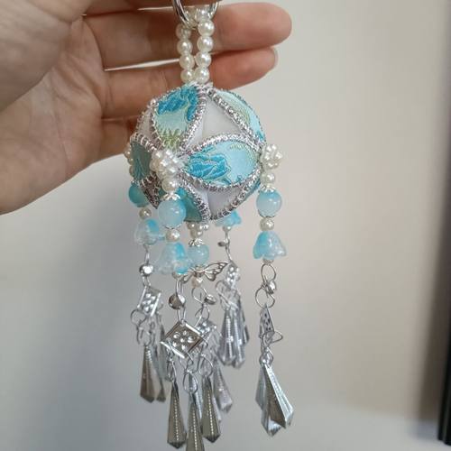 广西靖西旧州壮锦手工时尚包包钥匙挂件工4公分苗银款纯手工