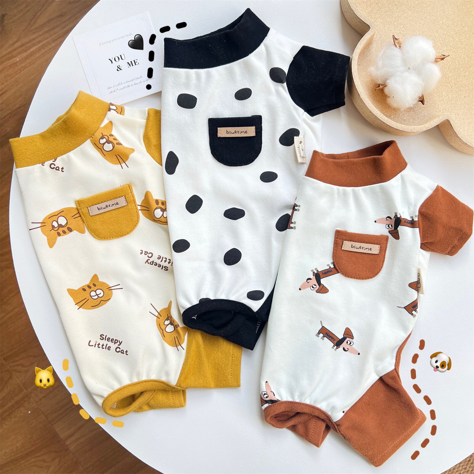 猫狗特工队！早秋新款纯棉宠物衣服泰迪比熊秋装腊肠狗衣服四脚薄