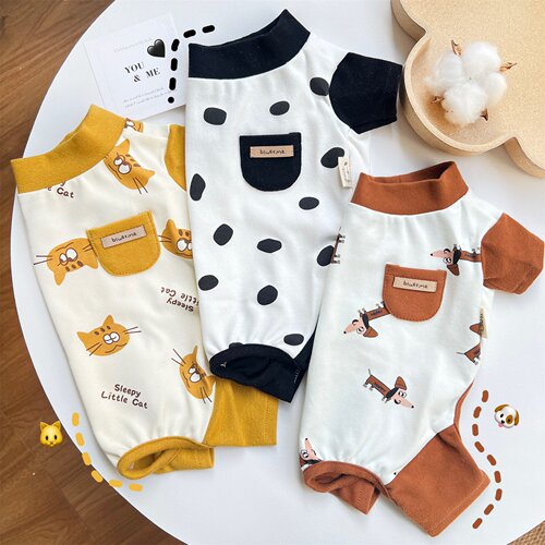 猫狗特工队！早春新款纯棉宠物衣服泰迪比熊春装腊肠狗衣服四脚薄