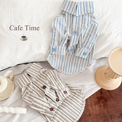 蓝椰拿铁！棉麻狗衣服春夏泰迪比熊衬衫雪纳瑞春装猫衣服透气薄款