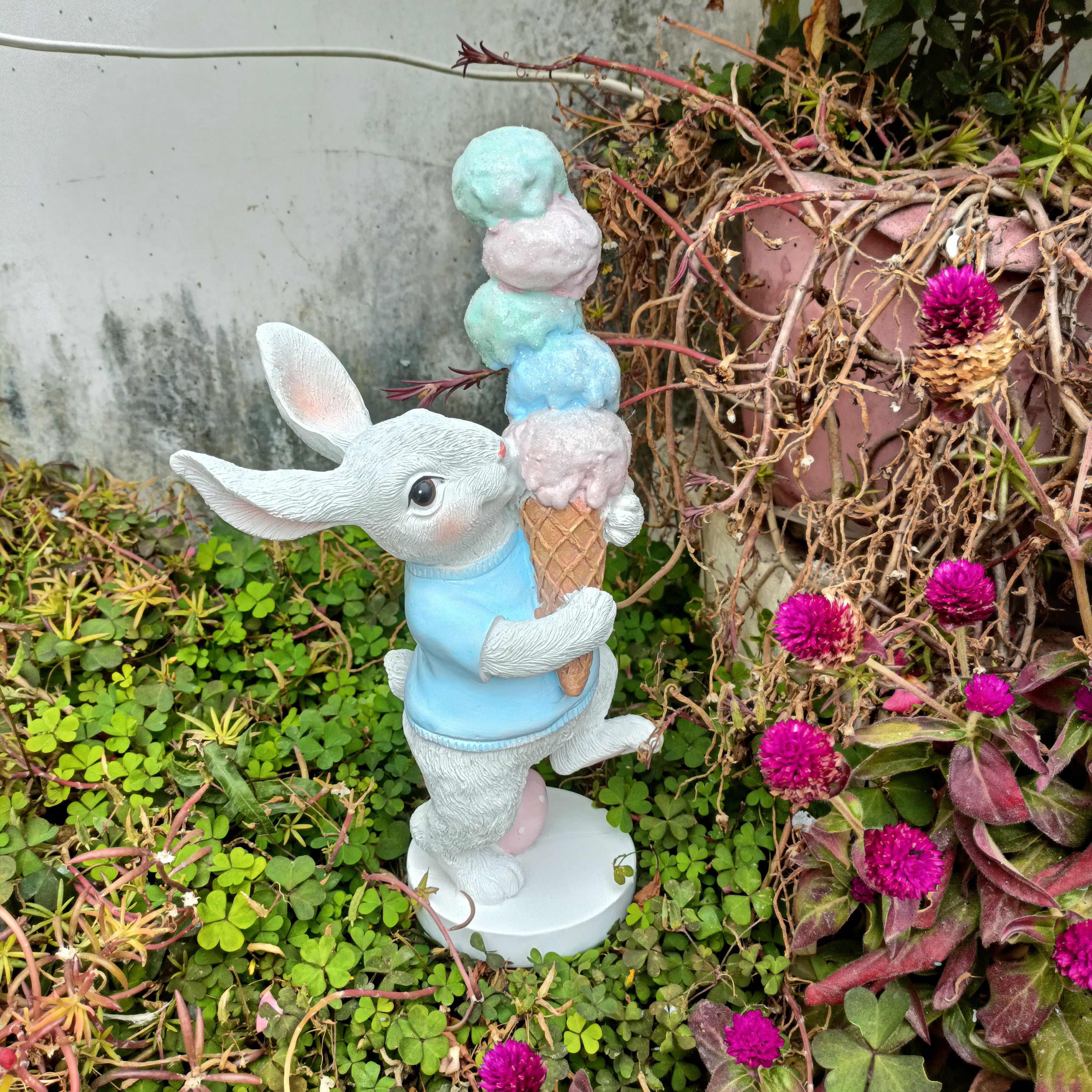 户外庭院花园可爱小兔子壁挂摆件阳台民宿造景装饰摆件