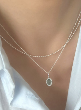 S925纯银不褪色海蓝宝锁骨链简约法式清冷感海边度假项链女高级感