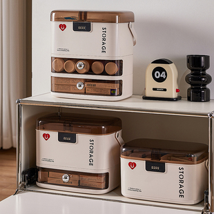 药箱带锁密码大容量多层家用储物箱桌面防儿童抽屉式药品收纳盒