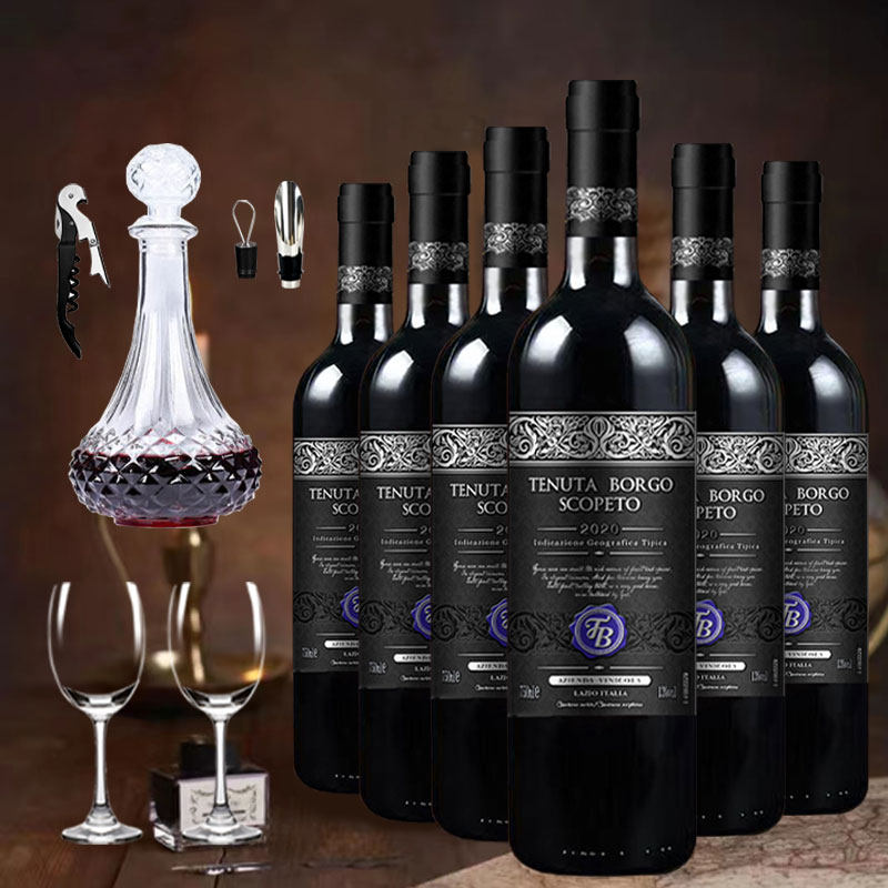 意大利原瓶进口干红葡萄酒红酒750ml6支正品整箱6瓶送礼送醒酒器
