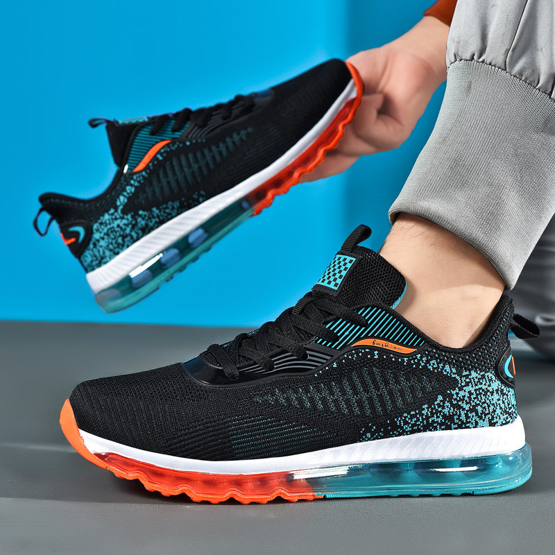 大码男鞋48春季低帮47飞织网鞋46加肥宽胖脚气垫减震跑步运动潮鞋